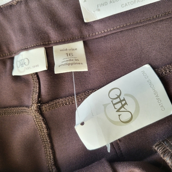 Cato Mid-Rise Skinny Brown Pants With Stretch Women Size 16 NWT - Picture 3 of 7